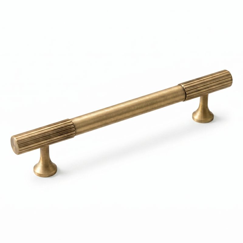 A Hometouch rectangular cabinet pull in a brass gold finish, isolated on a white background, shown as a product photography asset for furniture hardware or interior design applications.