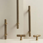 Hometouch's T-shaped kitchen cabinet pull showcases a gold-toned brass finish ideal for modern cabinetry hardware applications.