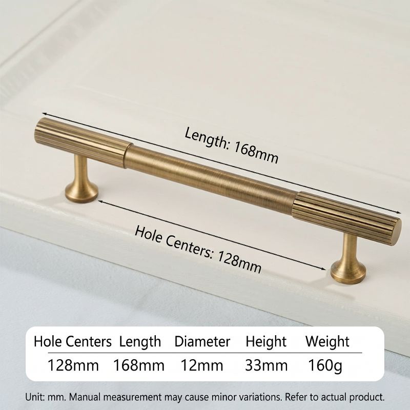 Hometouch's antique brass curved lever handle designed for cabinet hardware installations in residential or commercial settings.
