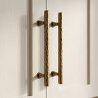 Hometouch polished brass rectangular cabinet handle product photography showcasing the furniture hardware's reflective finish and clean geometric form under neutral lighting for e-commerce or interior design specification with details at www.hometouchware.com.