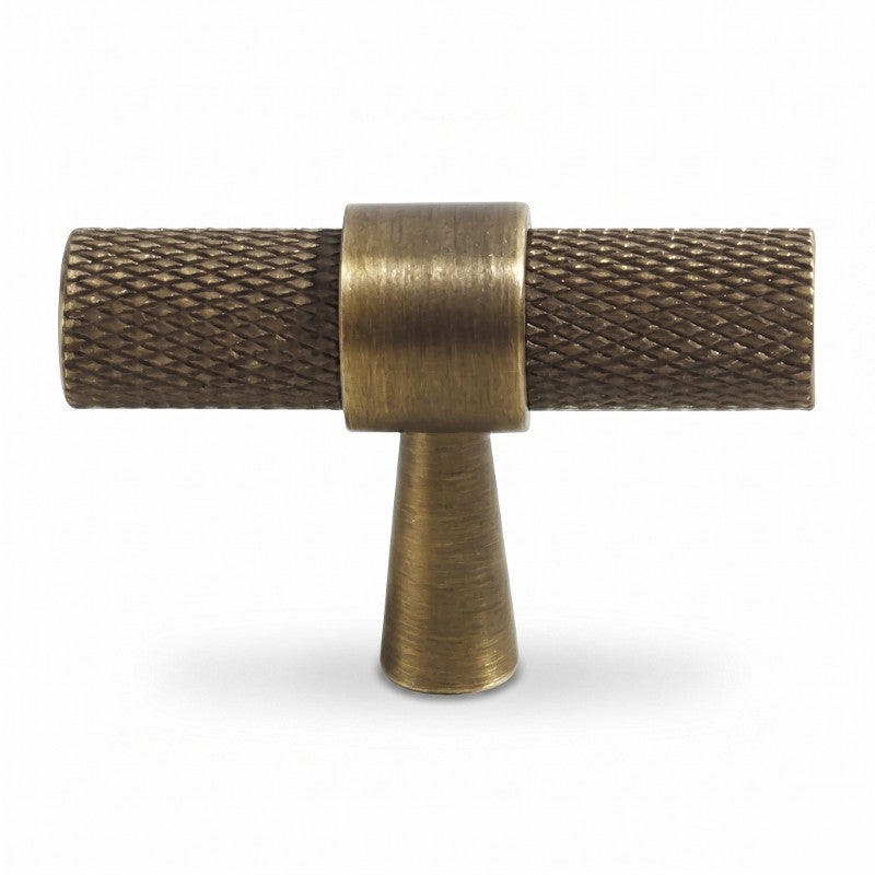 Hometouch hardware handle knobs feature a brushed brass finish in a modern minimalist style for kitchen cabinet applications, showcasing clean geometric forms under neutral lighting as seen at www.hometouchware.com.