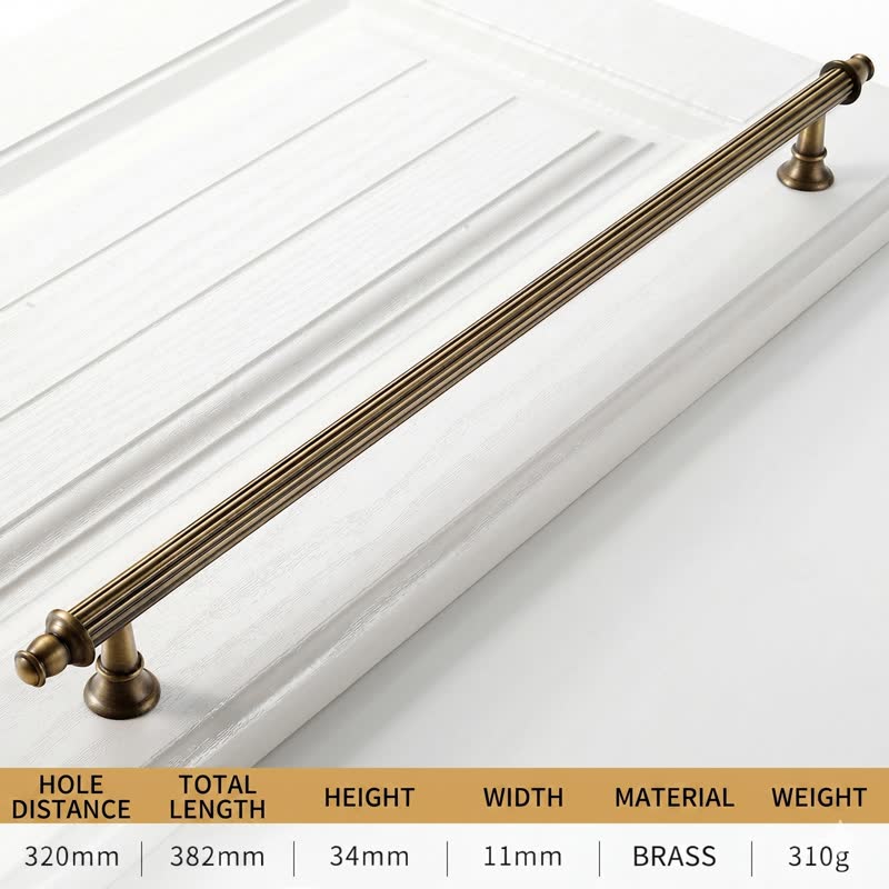 A sleek, textured ribbed cabinet handle in minimalist European style, ideal for modern kitchen cabinets by HomeTouch.